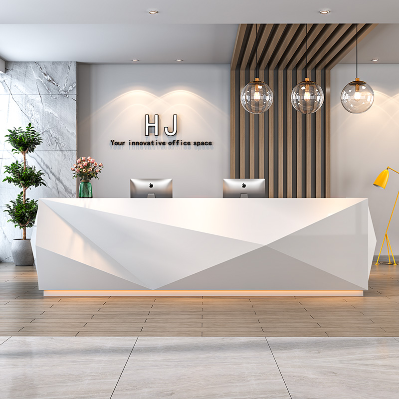 Office Furniture Company - White Paint Simple Reception Desks Modern