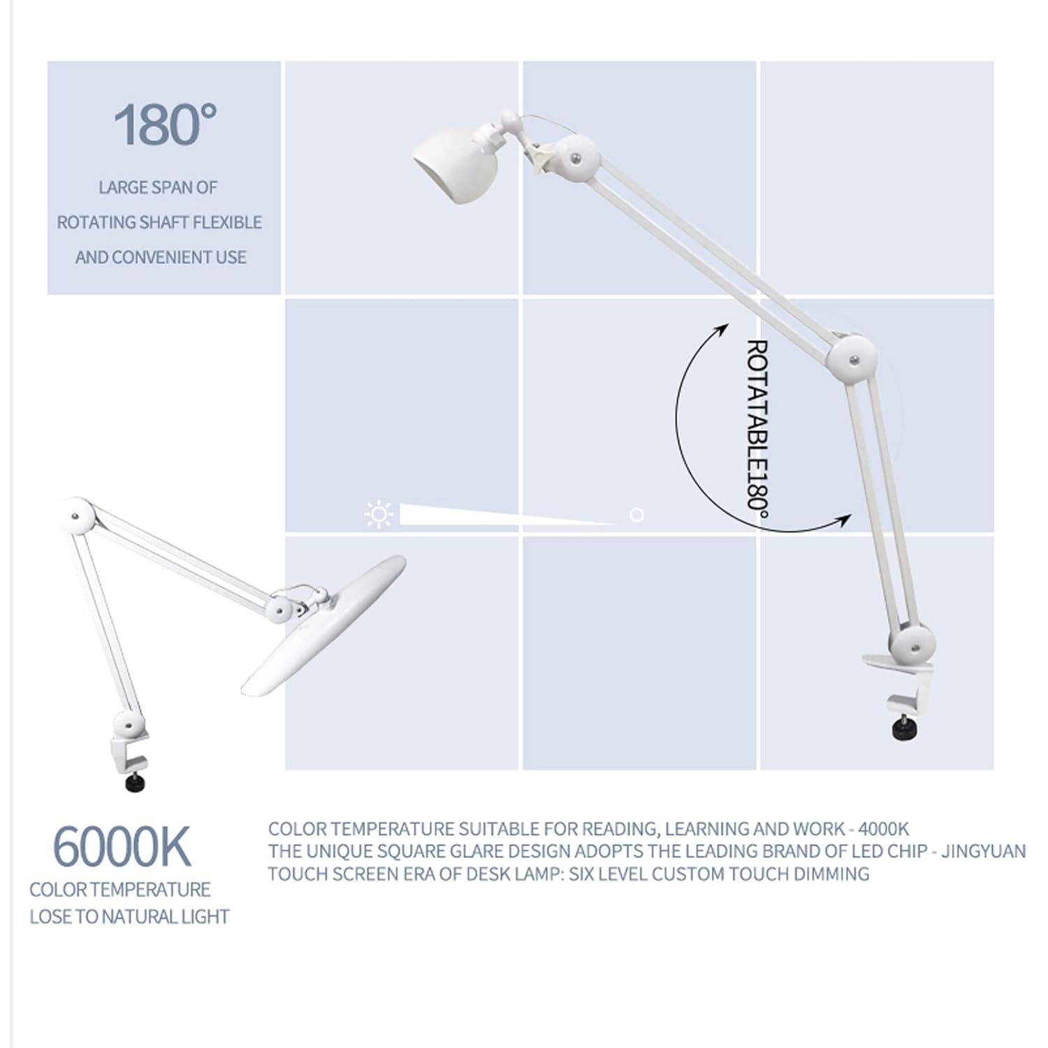 24W LED Desk Lamp with Clam 19 - огляд і ціна Office Furniture Table