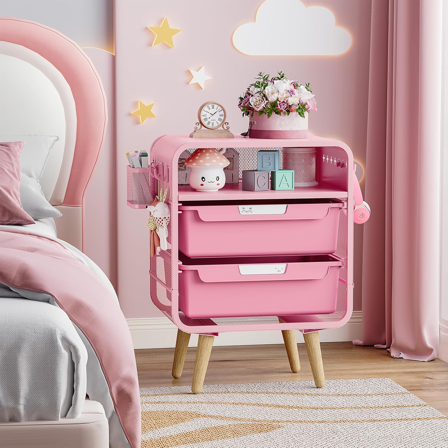 Pink Nightstand with Storage D - огляд і ціна Office Furniture Images