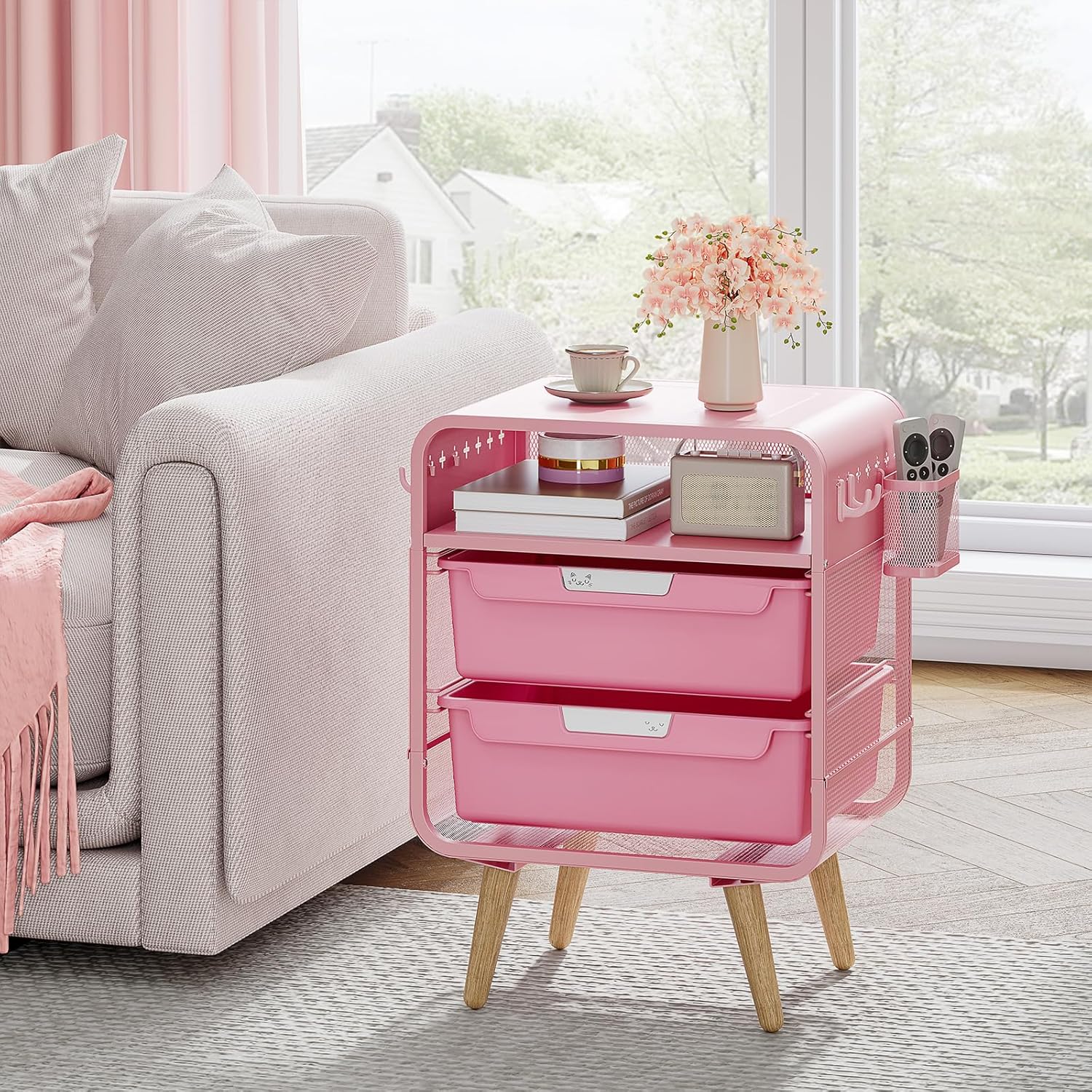 Pink Nightstand with Storage D - огляд і ціна Office Furniture Images