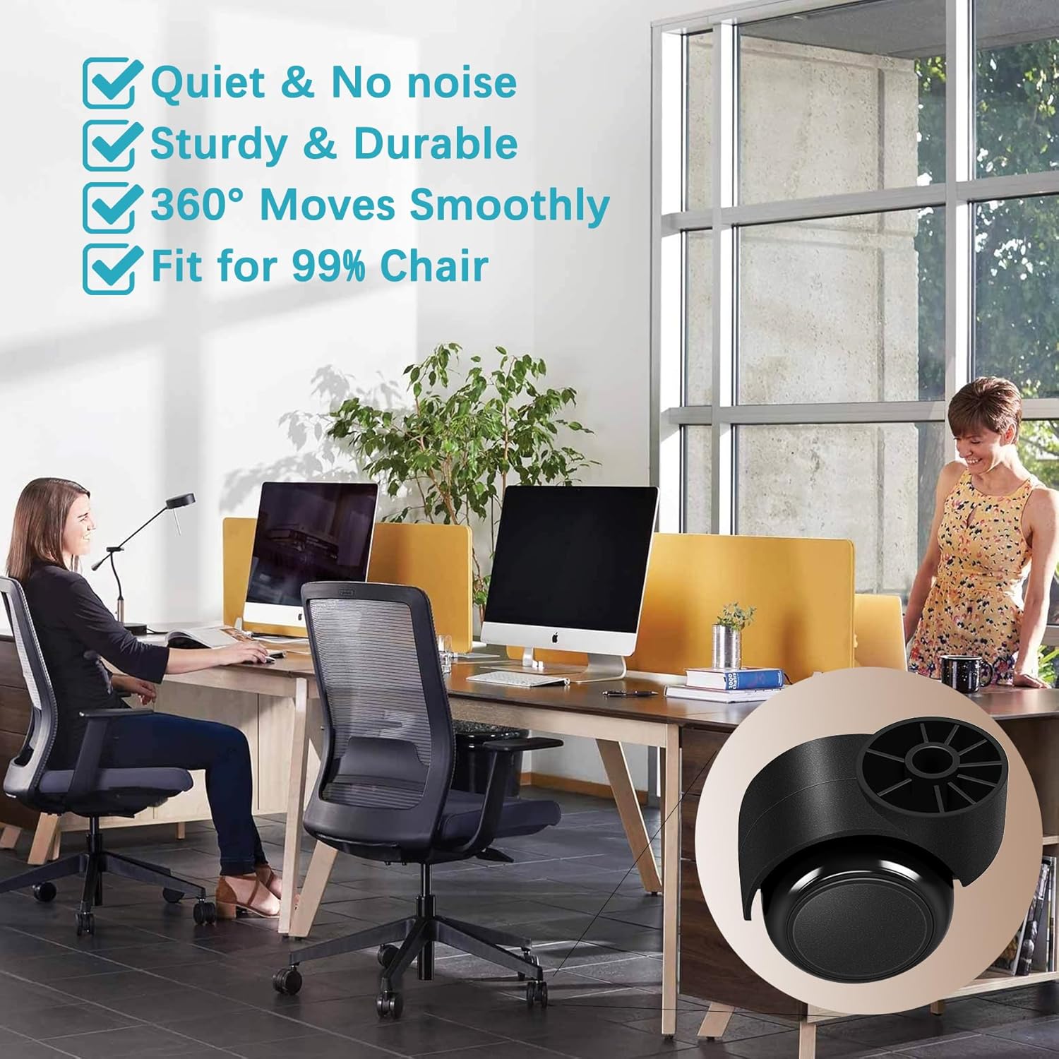 2 Inch Black Silent Office Cha - огляд і ціна Office Furniture Images